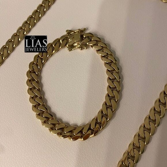 New 14k yellow gold Cuban link chain and bracelet set - Picture 5 of 7